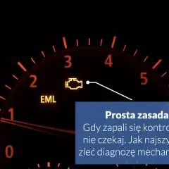 Żółta kontrolka silnika EML świeci się. Prosta zasada: gdy zapali się kontrolka, nie czekaj, zleć diagnozę mechanikowi.