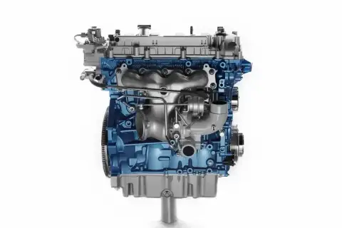 Silnik 1.9 TDI ARL z turbosprężarką, błyszczący niebieski blok silnika i srebrne elementy.
