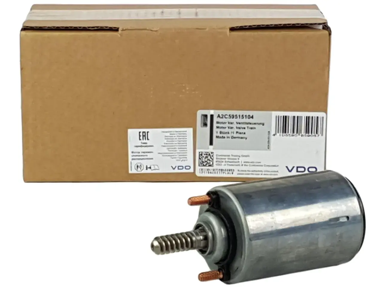 Silnik Valvetronic VDO, część zamienna do silnika, w pudełku z etykietą.